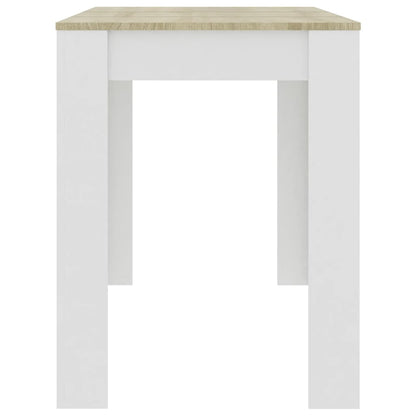 Dining Table White and Sonoma Oak 120x60x76 cm Engineered Wood