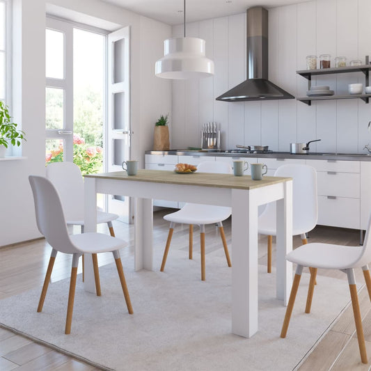 Dining Table White and Sonoma Oak 120x60x76 cm Engineered Wood