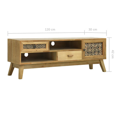 TV Cabinet Carving Brown 120x30x42 cm Wood