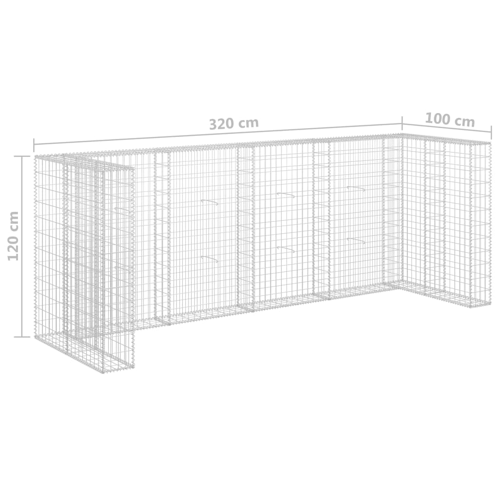 Gabion Wall for Garbage Bins Galvanised Steel 320x100x120 cm