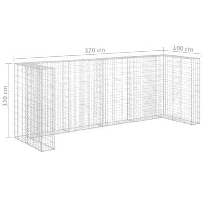 Gabion Wall for Garbage Bins Galvanised Steel 320x100x120 cm