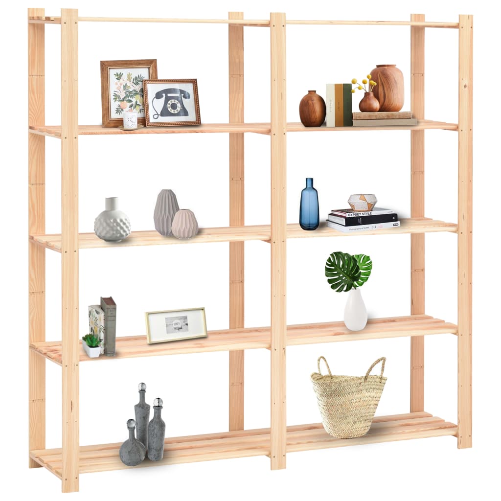 5-Tier Storage Rack 170x38x170 cm Solid Pinewood 500 kg