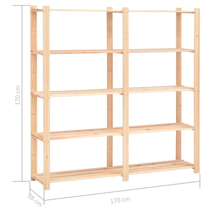 5-Tier Storage Rack 170x38x170 cm Solid Pinewood 500 kg