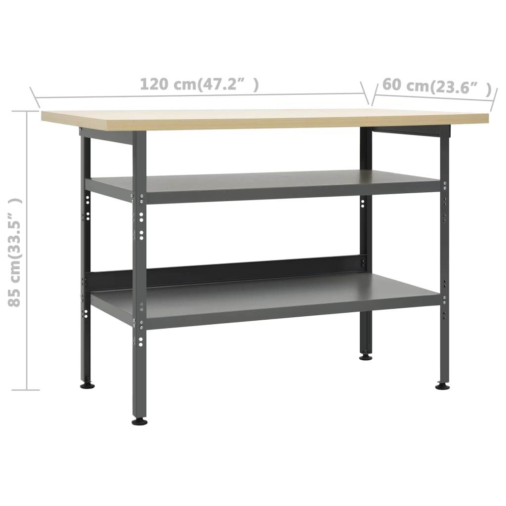 Workbench Grey 120x60x85 cm Steel