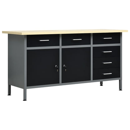 Workbench Black 160x60x85 cm Steel