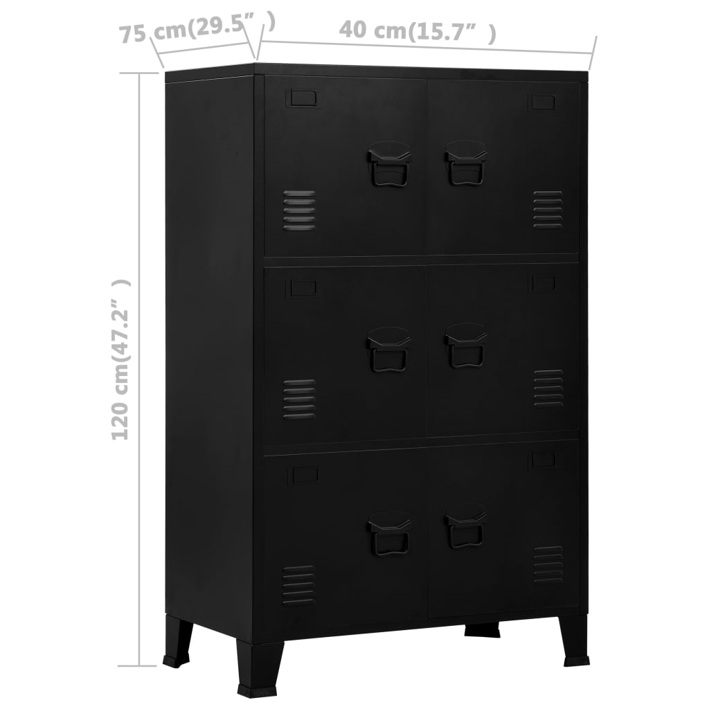 Industrial Storage Chest Black 75x40x120 cm Steel