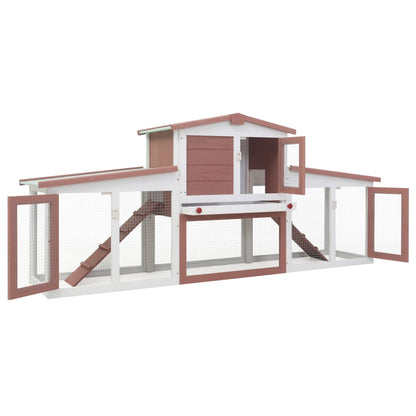 Outdoor Large Rabbit Hutch Brown and White 204x45x85 cm Wood