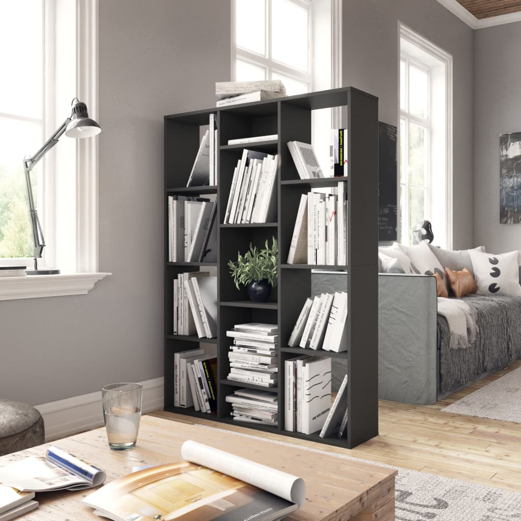 Room Divider/Book Cabinet Grey 100x24x140 cm Engineered Wood