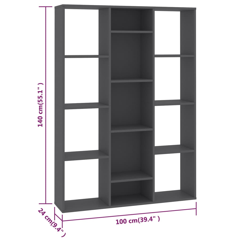 Room Divider/Book Cabinet Grey 100x24x140 cm Engineered Wood