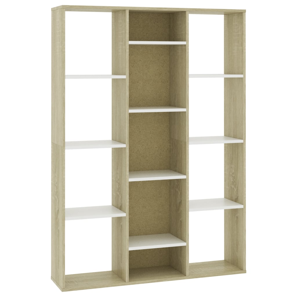 Room Divider/Book Cabinet White and Sonoma Oak 100x24x140 cm Engineered Wood