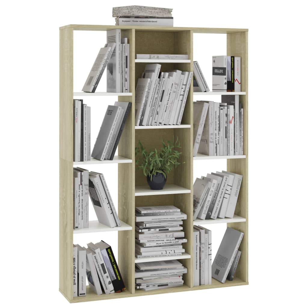 Room Divider/Book Cabinet White and Sonoma Oak 100x24x140 cm Engineered Wood