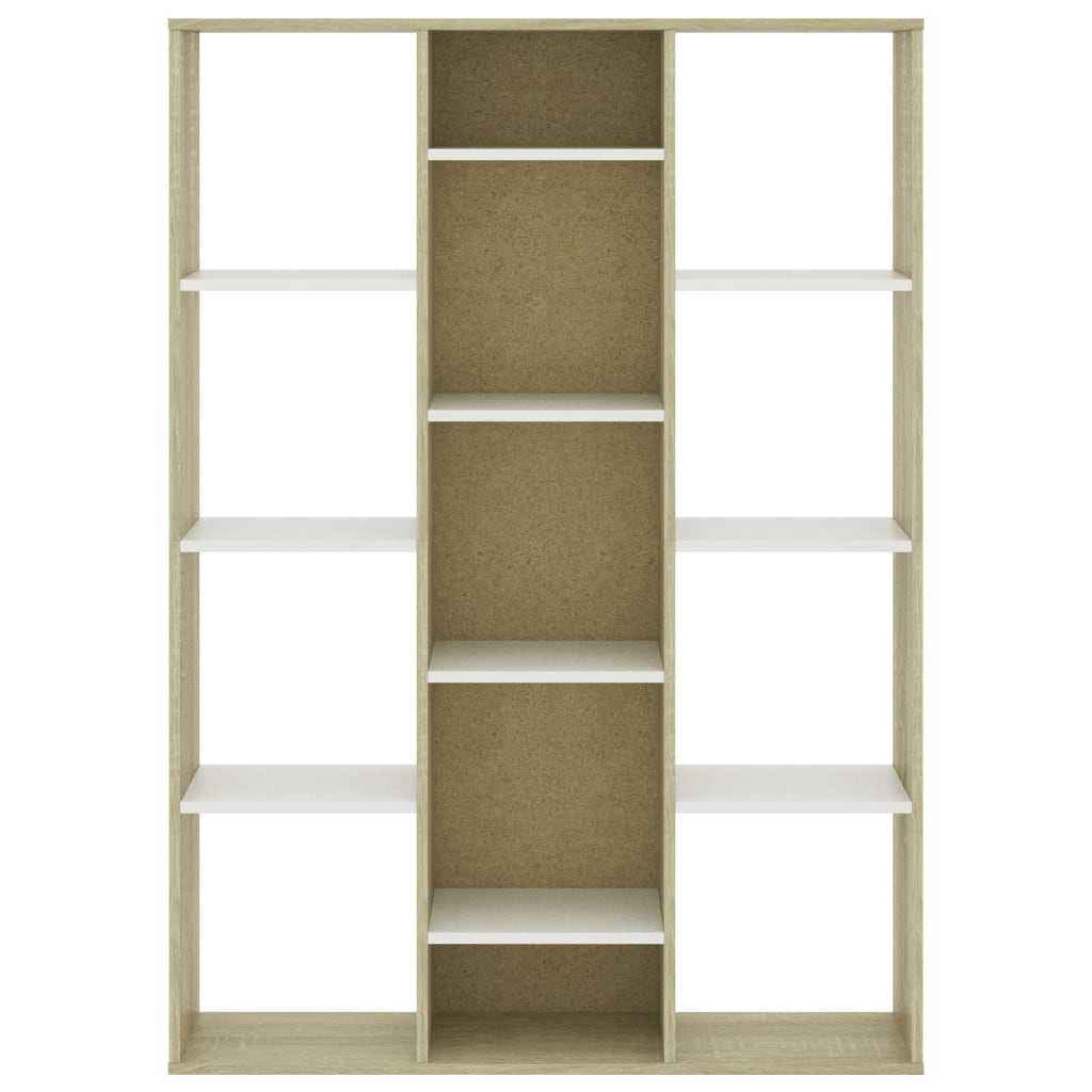 Room Divider/Book Cabinet White and Sonoma Oak 100x24x140 cm Engineered Wood