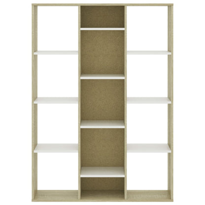 Room Divider/Book Cabinet White and Sonoma Oak 100x24x140 cm Engineered Wood