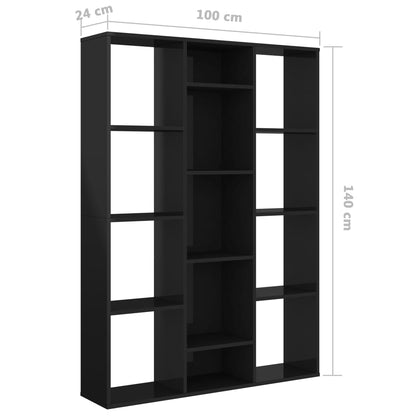 Room Divider/Book Cabinet High Gloss Black 100x24x140 cm Engineered Wood