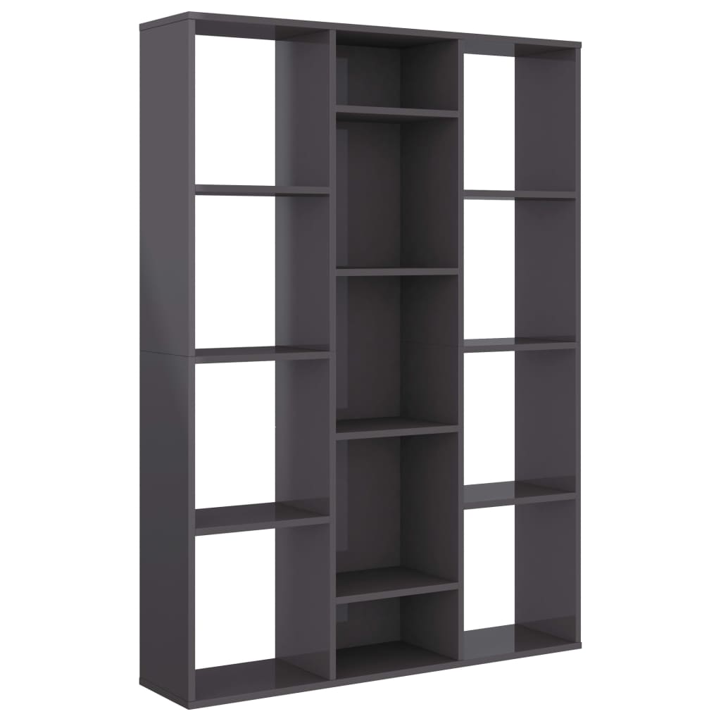 Room Divider/Book Cabinet High Gloss Grey 100x24x140 cm Engineered Wood