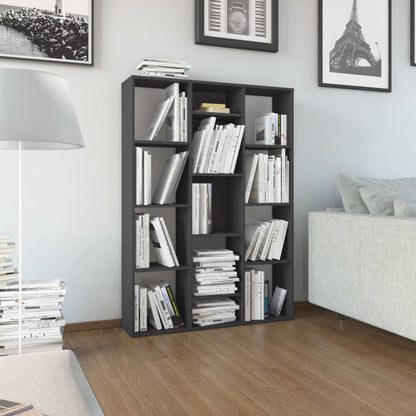 Room Divider/Book Cabinet High Gloss Grey 100x24x140 cm Engineered Wood