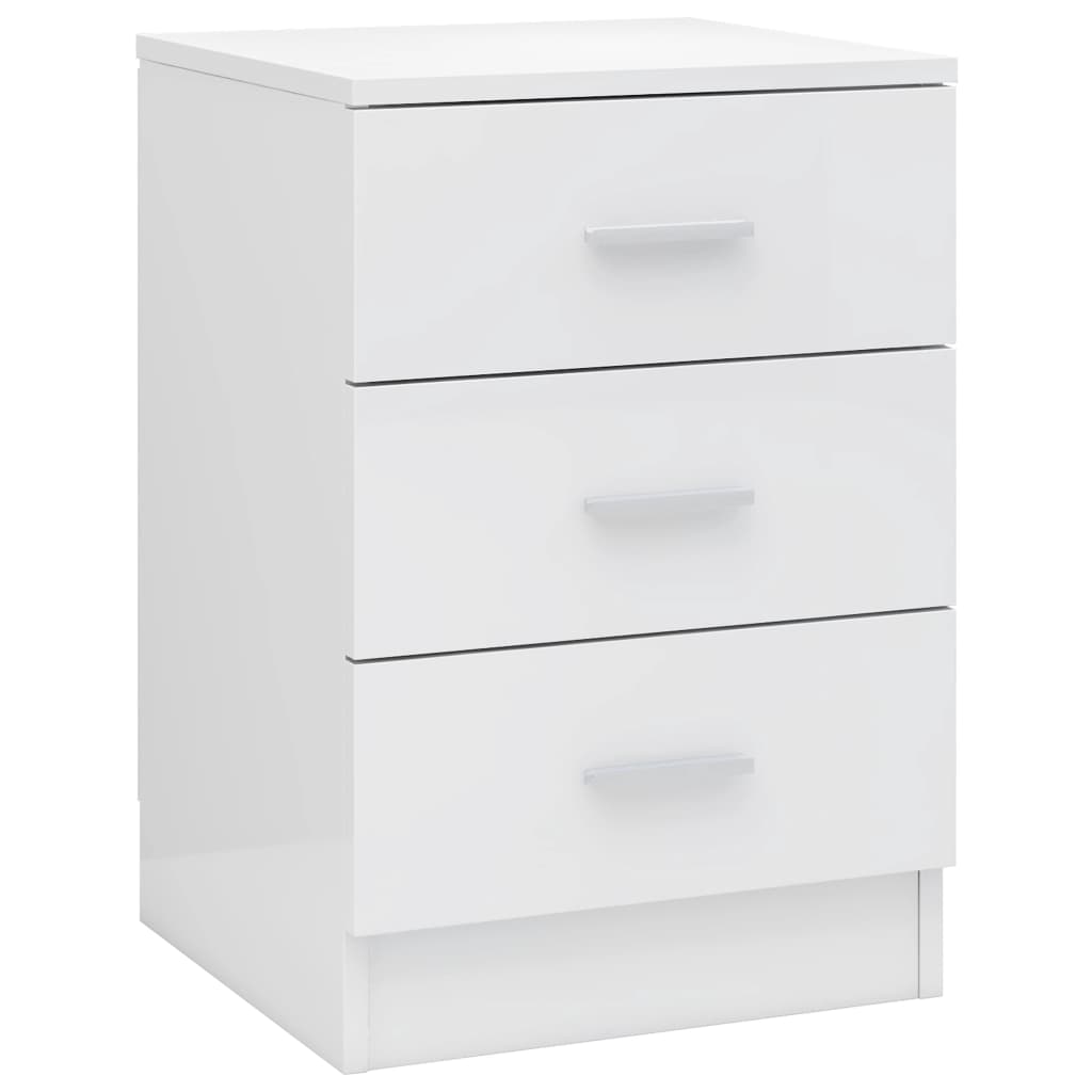 Bedside Cabinet High Gloss White 38x35x56 cm Engineered Wood