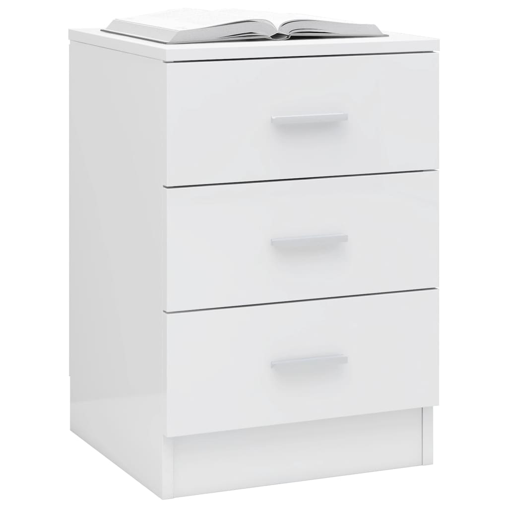 Bedside Cabinet High Gloss White 38x35x56 cm Engineered Wood