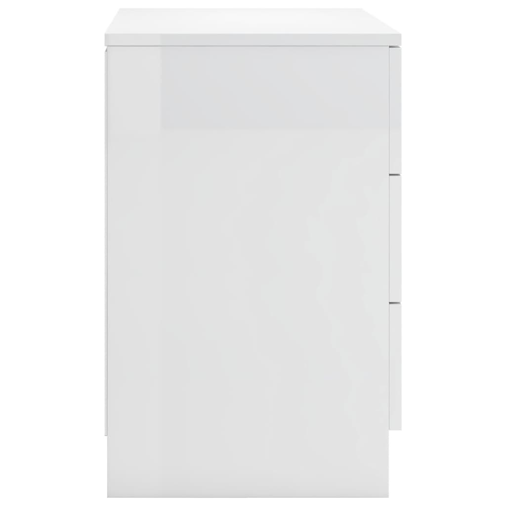 Bedside Cabinet High Gloss White 38x35x56 cm Engineered Wood