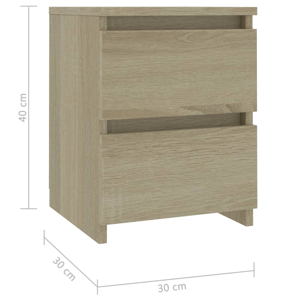 Bedside Cabinets 2 pcs Sonoma Oak 30x30x40 cm Engineered Wood