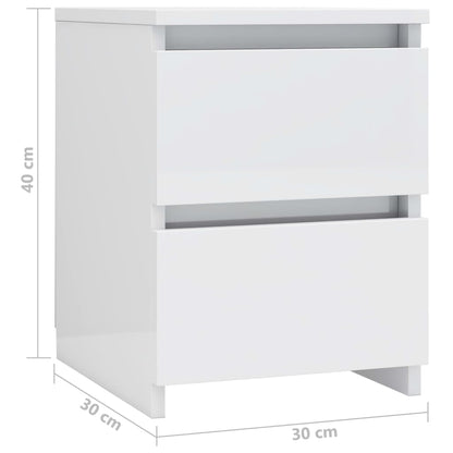 Bedside Cabinet High Gloss White 30x30x40 cm Engineered Wood