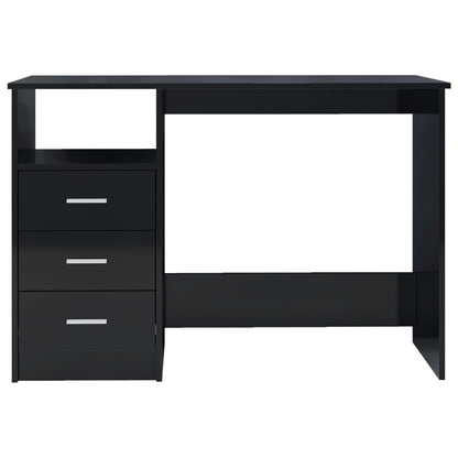 Desk with Drawers High Gloss Black 110x50x76 cm Engineered Wood