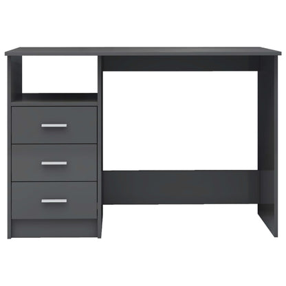 Desk with Drawers High Gloss Grey 110x50x76 cm Engineered Wood