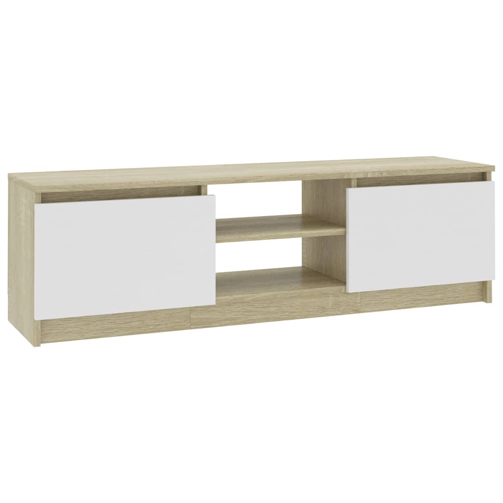 TV Cabinet White and Sonoma Oak 120x30x35.5 cm Engineered Wood