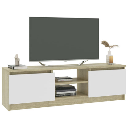 TV Cabinet White and Sonoma Oak 120x30x35.5 cm Engineered Wood