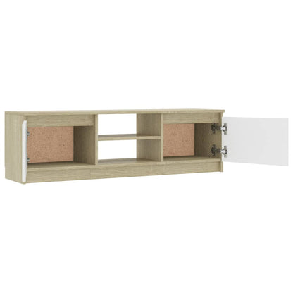 TV Cabinet White and Sonoma Oak 120x30x35.5 cm Engineered Wood