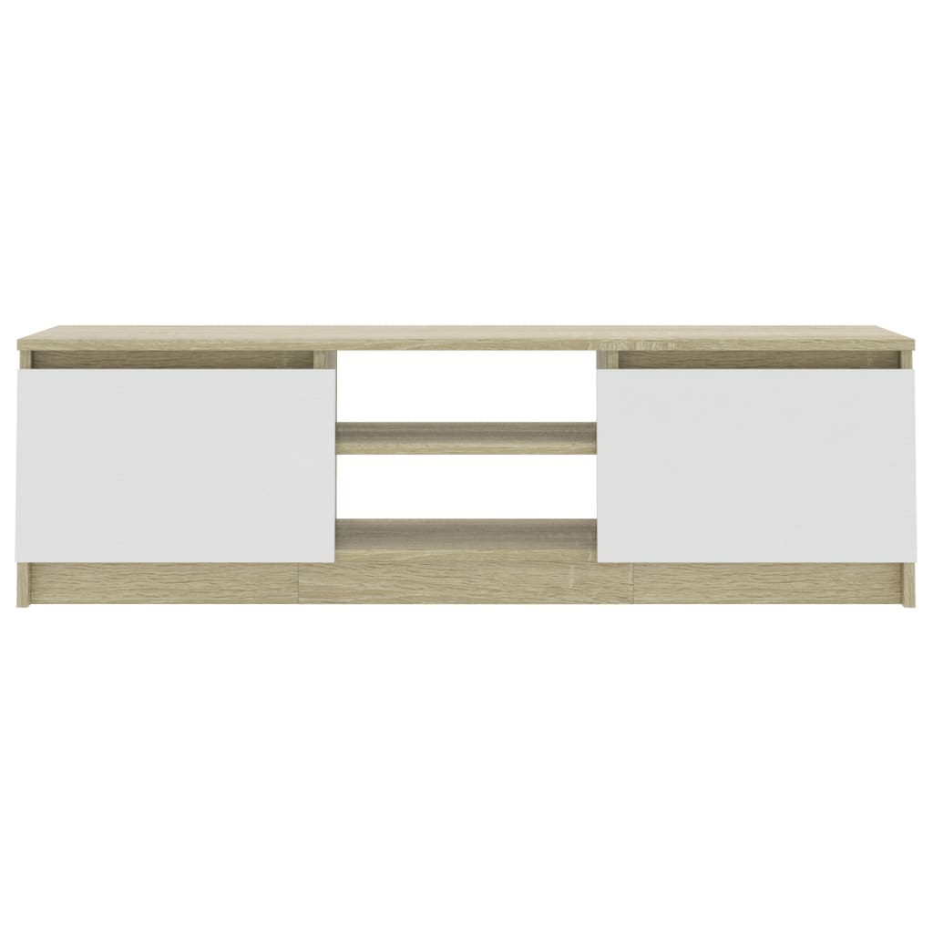 TV Cabinet White and Sonoma Oak 120x30x35.5 cm Engineered Wood