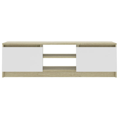 TV Cabinet White and Sonoma Oak 120x30x35.5 cm Engineered Wood