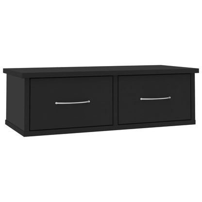 Wall-mounted Drawer Shelf Black 60x26x18.5 cm Engineered Wood