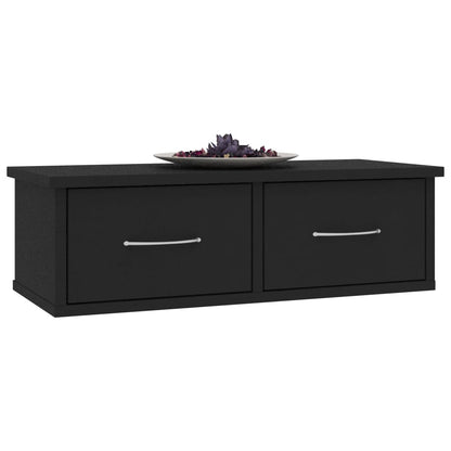 Wall-mounted Drawer Shelf Black 60x26x18.5 cm Engineered Wood