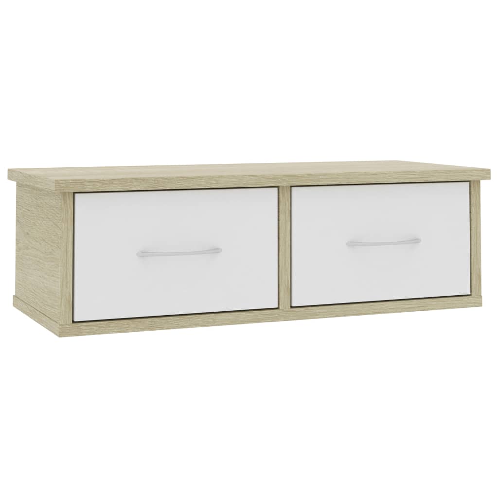 Wall-mounted Drawer Shelf White and Sonoma Oak 60x26x18.5 cm Engineered Wood