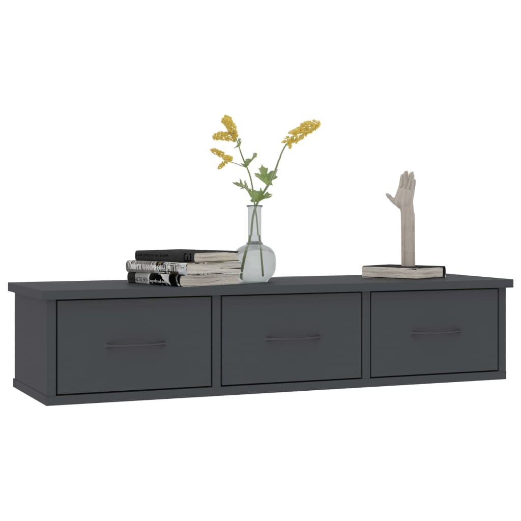 Wall-mounted Drawer Shelf Grey 88x26x18.5 cm Engineered Wood