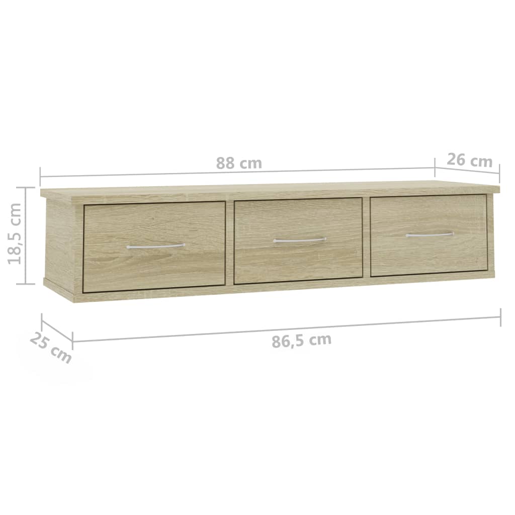 Wall-mounted Drawer Shelf Sonoma Oak 88x26x18.5 cm Engineered Wood