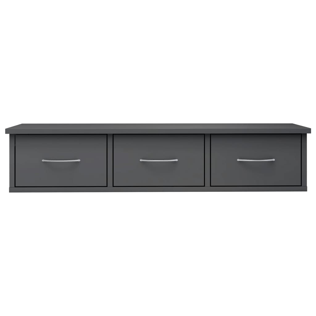 Wall Drawer Shelf High Gloss Grey 88x26x18.5 cm Engineered Wood