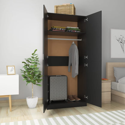 Wardrobe Black 90x52x200 cm Engineered Wood