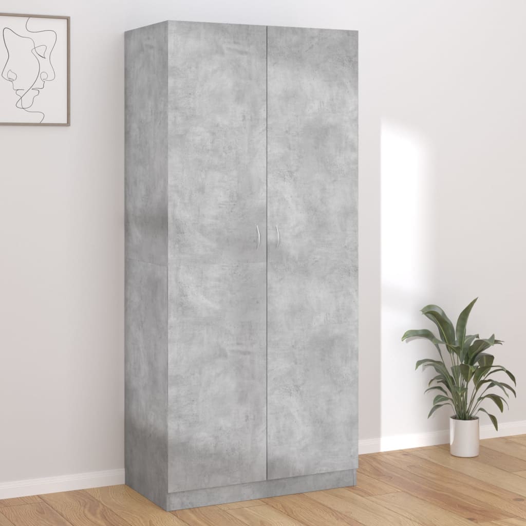 Wardrobe Concrete Grey 90x52x200 cm Engineered Wood