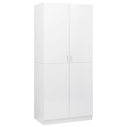 Wardrobe High Gloss White 90x52x200 cm Engineered Wood