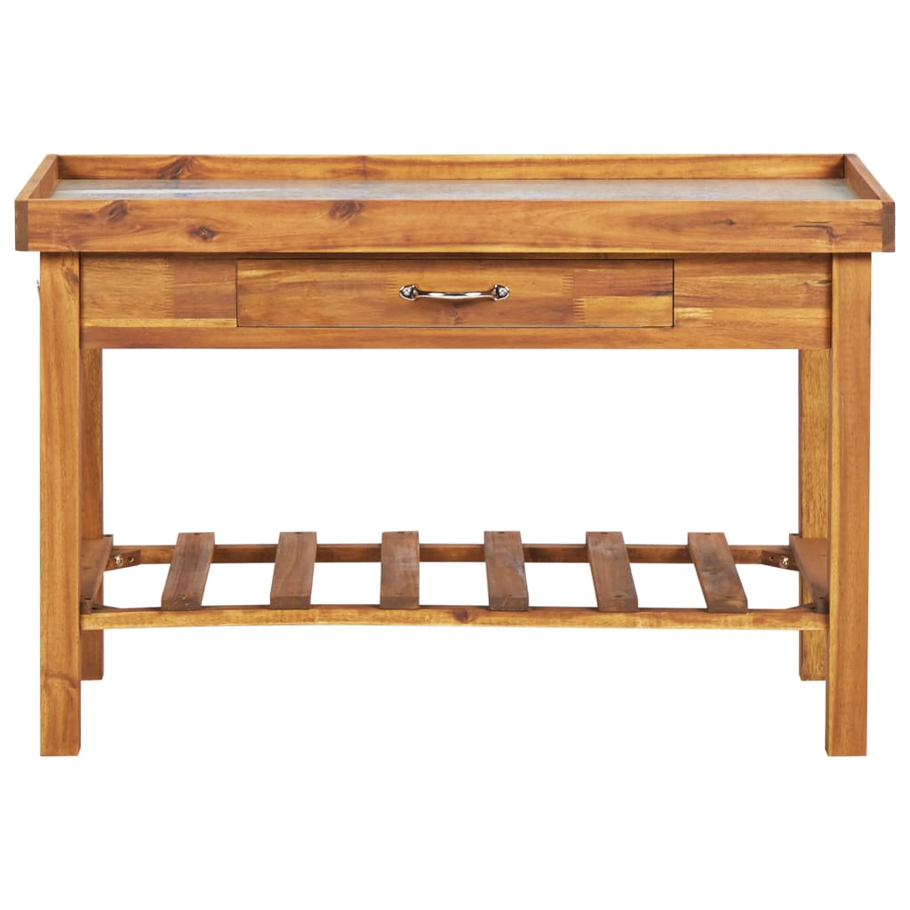 Garden Work Bench with Zinc Top Solid Acacia Wood