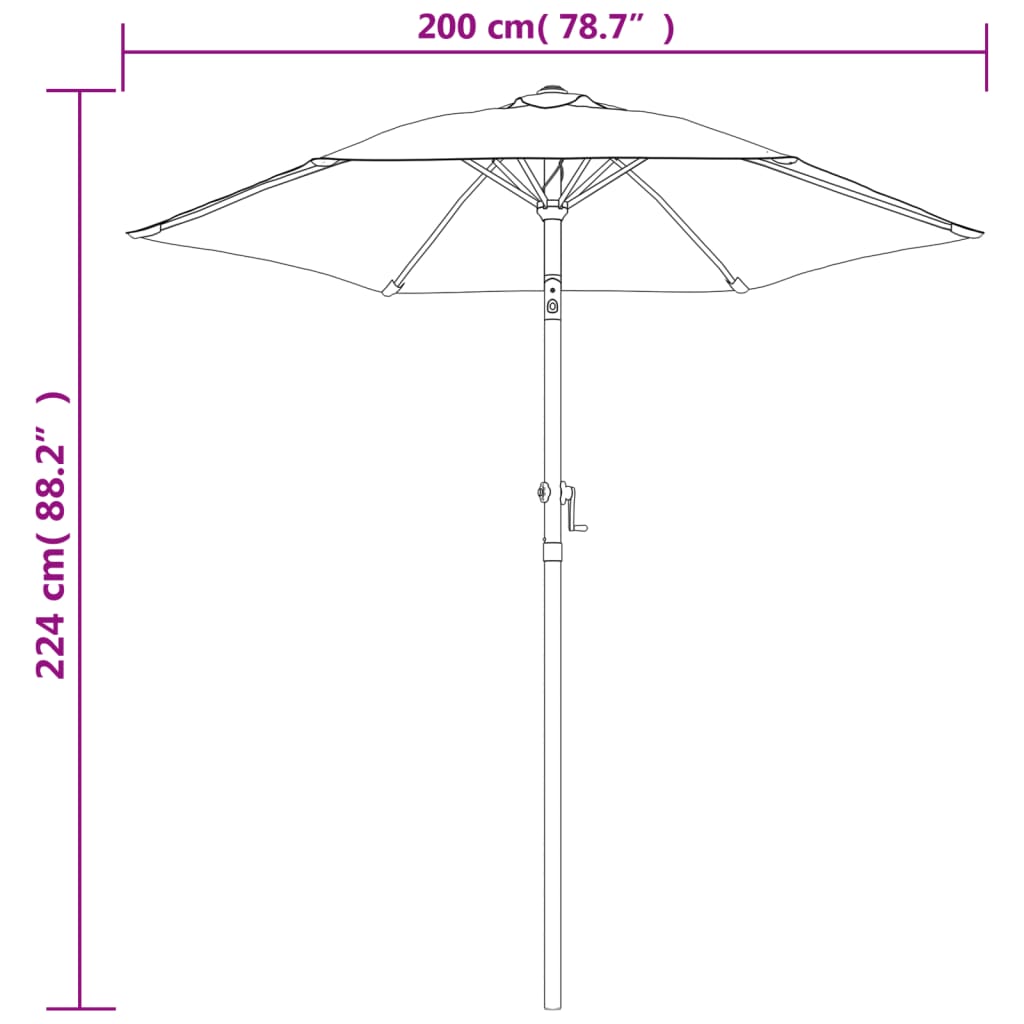 Parasol Taupe 200x224 cm Aluminium