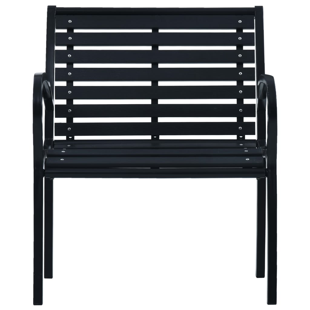 Garden Chairs 2 pcs Black Steel and WPC