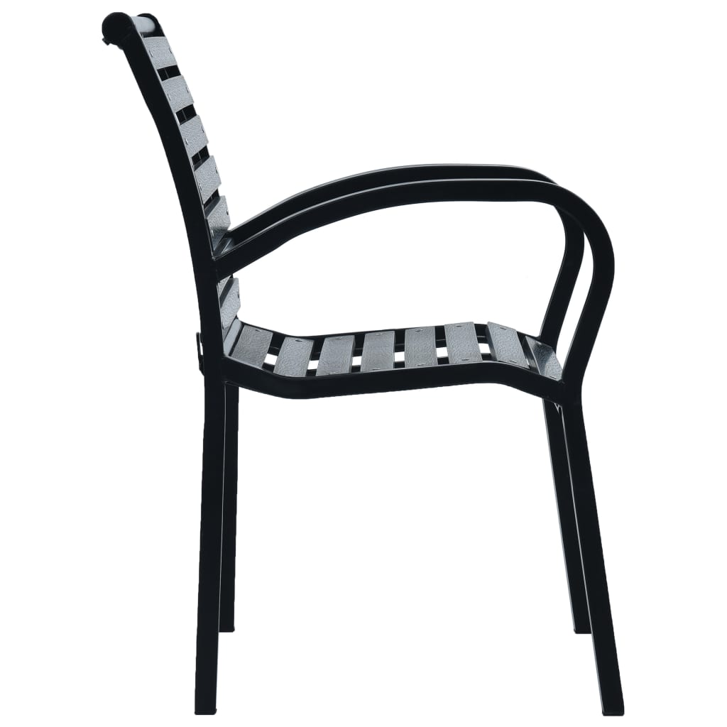 Garden Chairs 2 pcs Black Steel and WPC