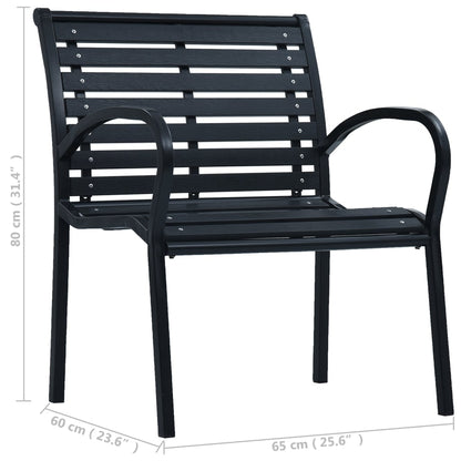 Garden Chairs 2 pcs Black Steel and WPC