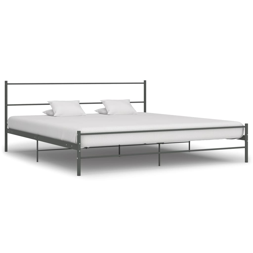 284684 vidaXL Bed Frame without Mattress Grey Metal 180x200 cm Super King