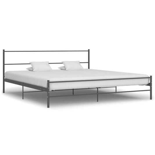 284684 vidaXL Bed Frame without Mattress Grey Metal 180x200 cm Super King