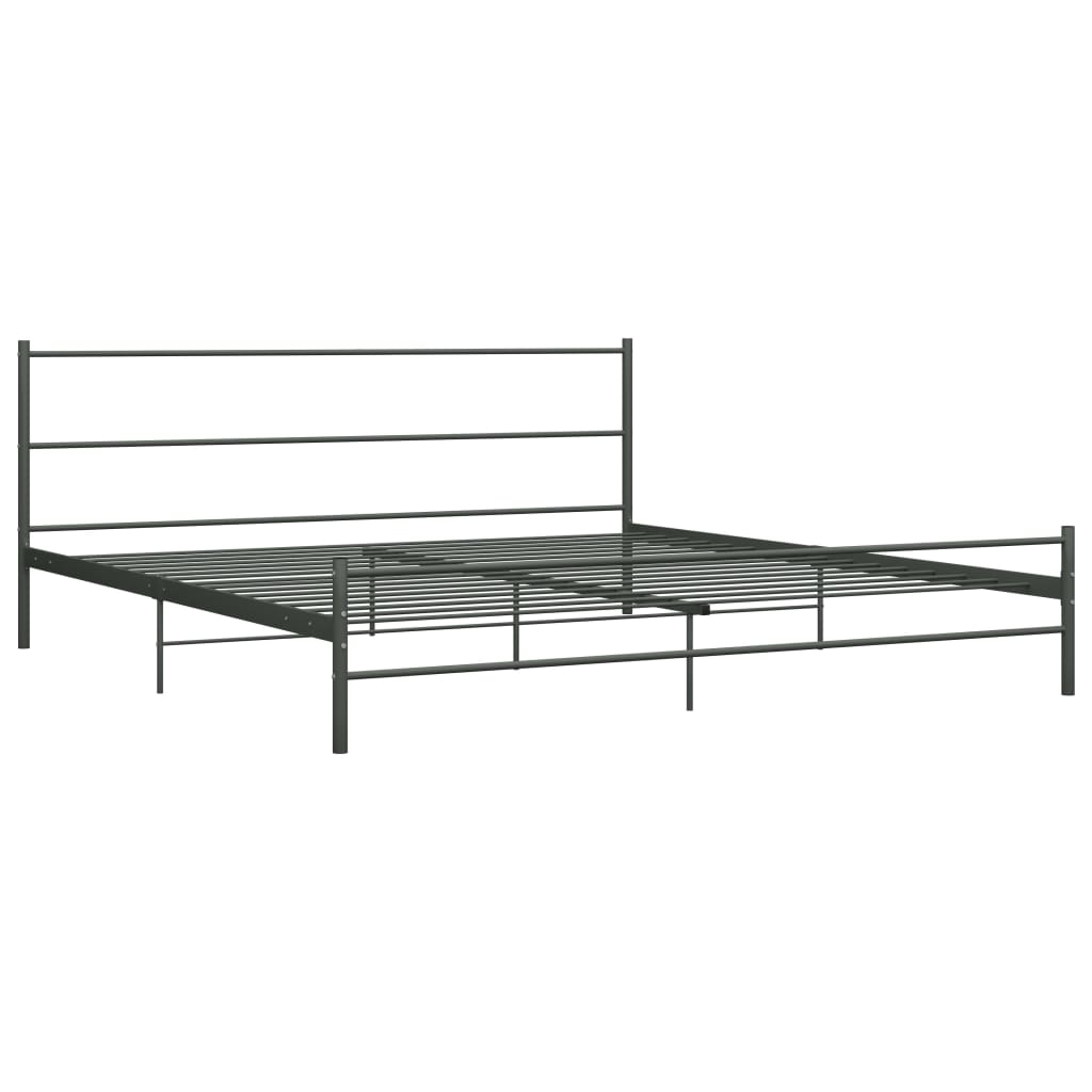 284684 vidaXL Bed Frame without Mattress Grey Metal 180x200 cm Super King