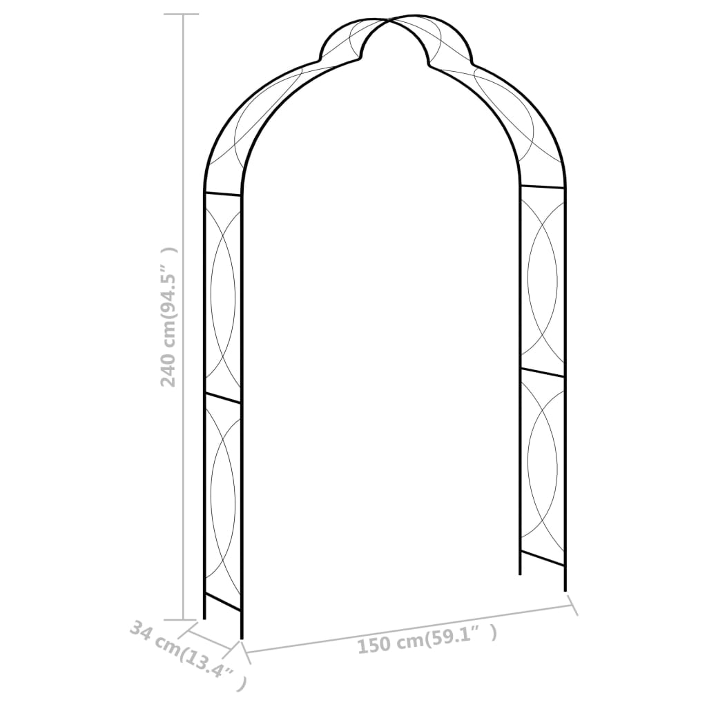 Garden Arch Black 150x34x240 cm Iron